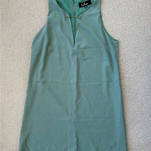 Lulus Sage Green Shift Dress XS Sleeveless Gold Bar Detail